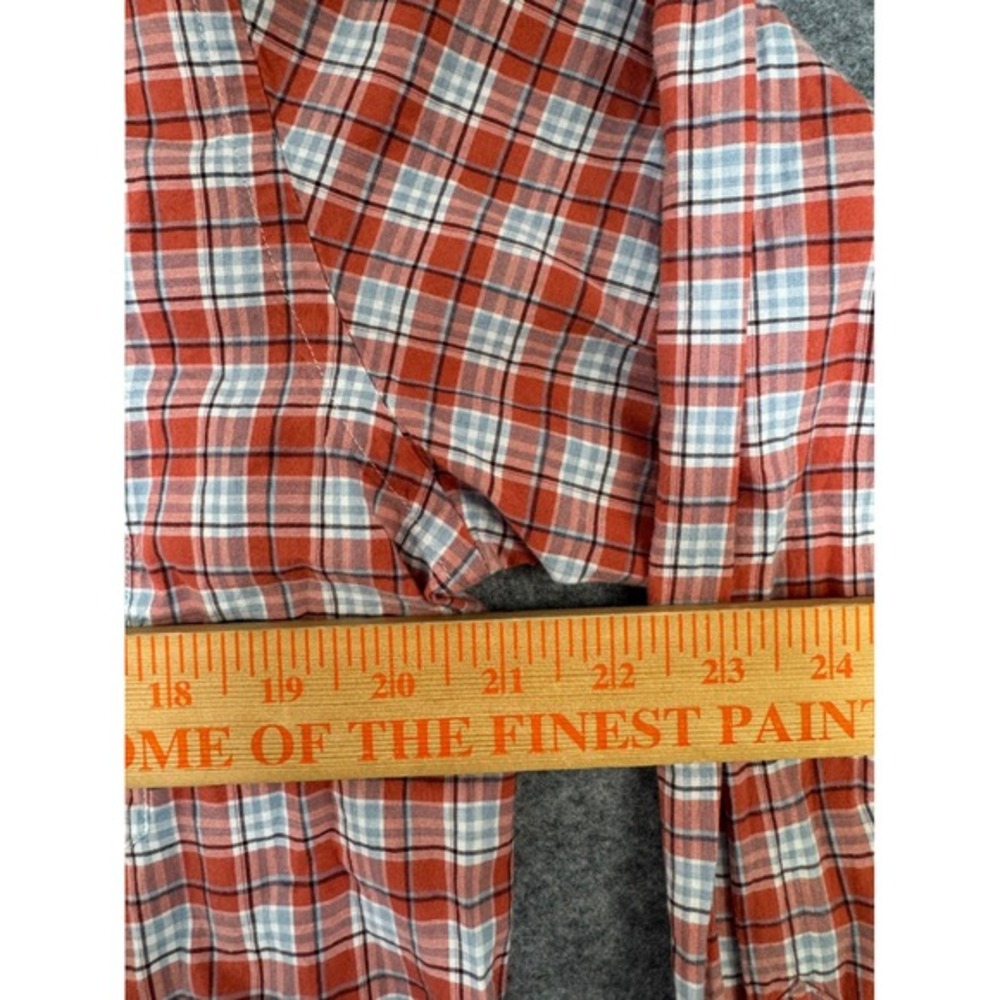 Billy Reid Mens Medium Red Blue Plaid Long Sleeve Button Down Cotton Shirt - Picture 5 of 7